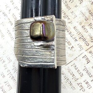 Modernist Huge Pop Art Anne-Marie Chagnon Artist Signed Silver Metal Ring